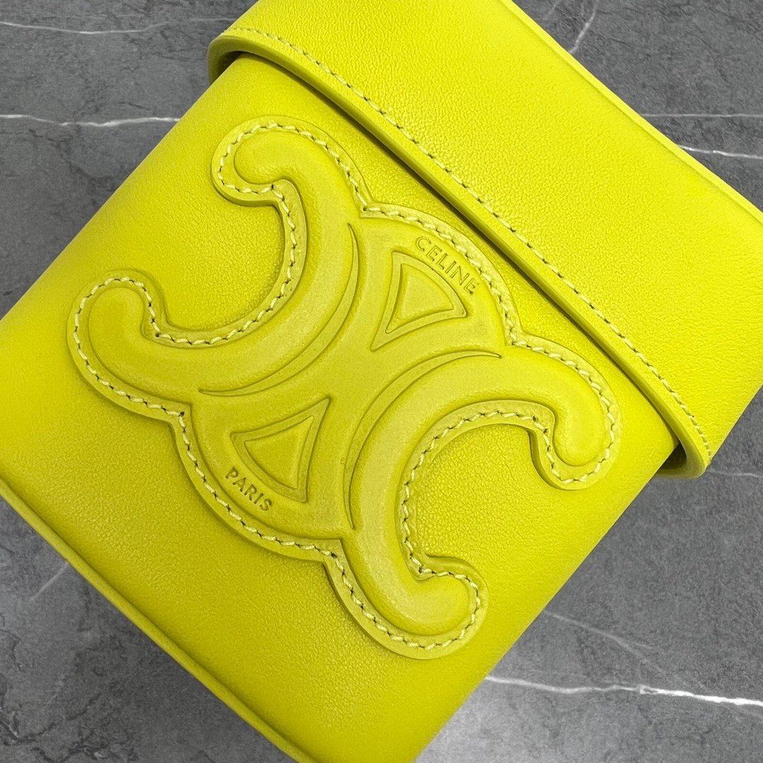 Celine Box Triomphe Shoulder Bag In Smooth Calfskin Lemon Yellow 199263